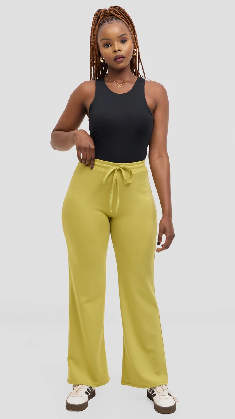Vivo Straight Pants in Scuba - Lime Green