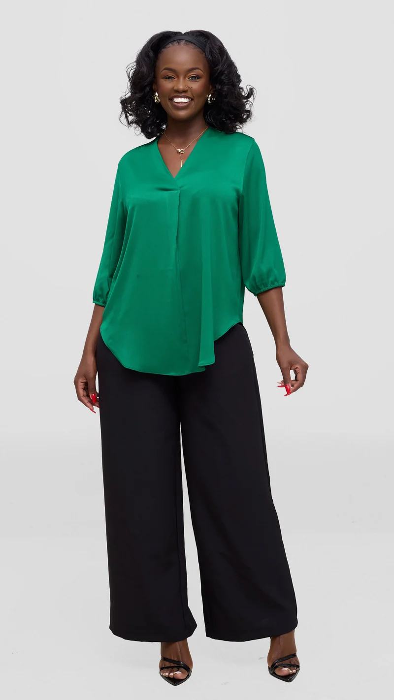 Vivo Dua Shirt in Textured Satin - Green