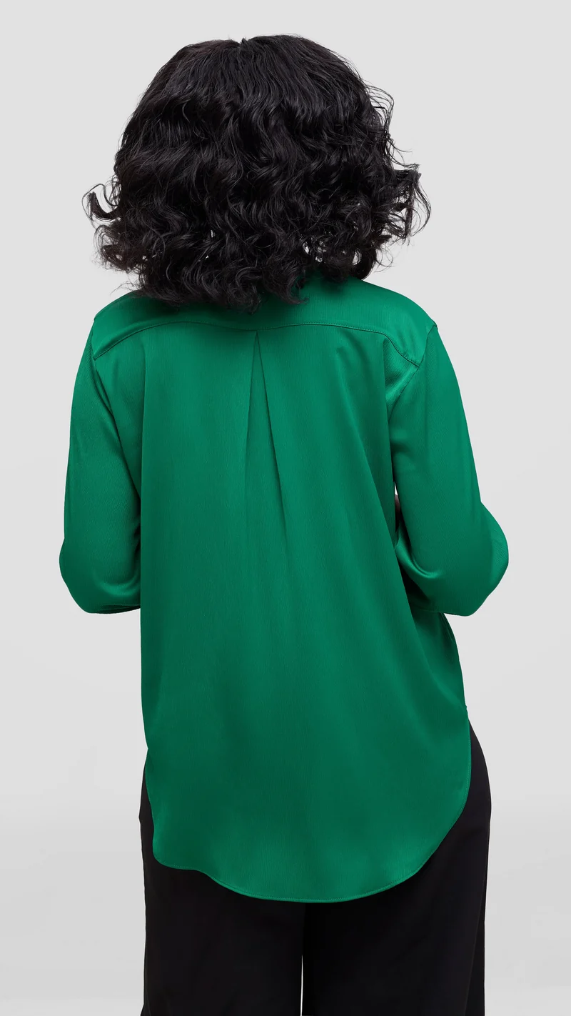 Vivo Dua Shirt in Textured Satin - Green