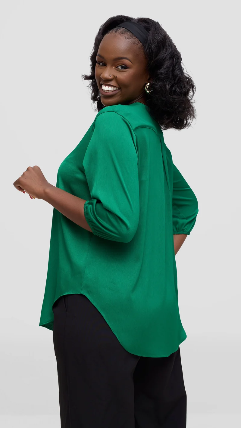 Vivo Dua Shirt in Textured Satin - Green