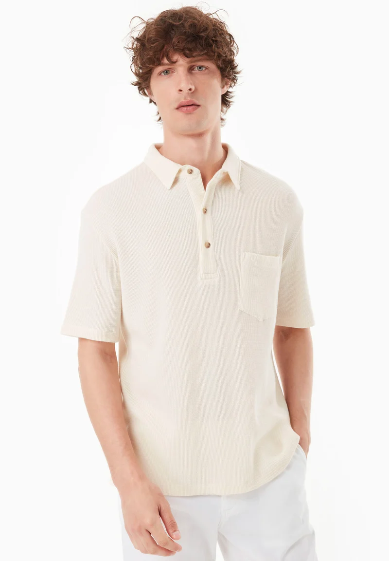 Poloshirt aus Bio-Baumwolle mit Waffelstruktur