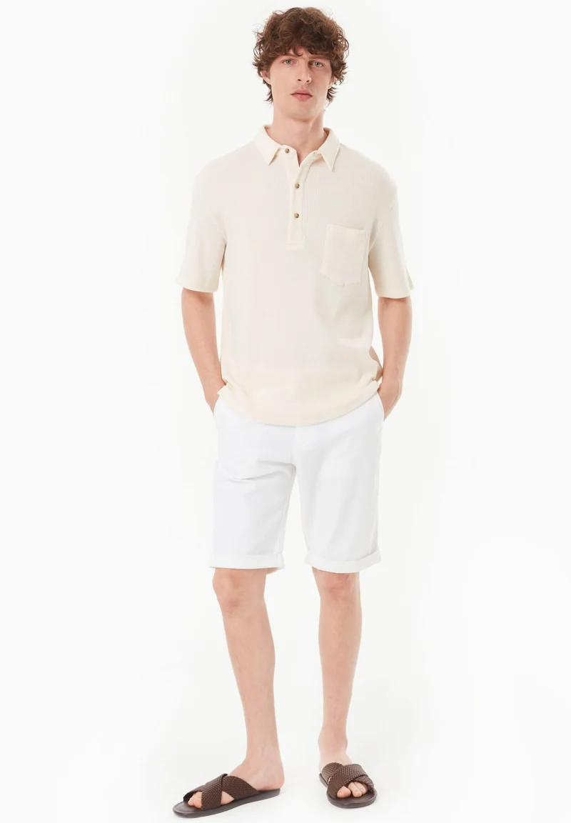 Poloshirt aus Bio-Baumwolle mit Waffelstruktur