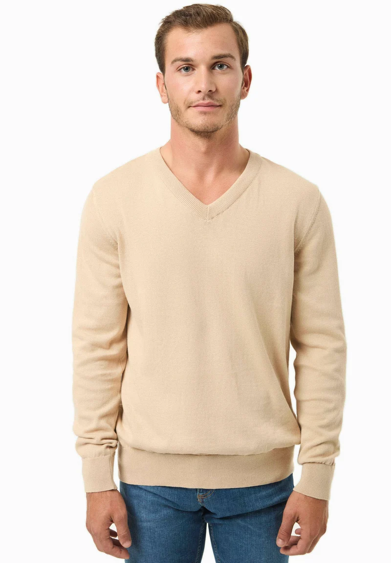 Pullover aus Bio-Baumwolle mit V-Ausschnitt