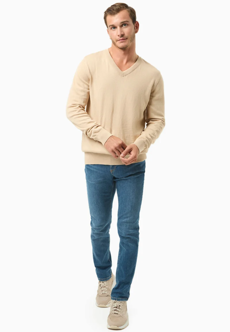 Pullover aus Bio-Baumwolle mit V-Ausschnitt