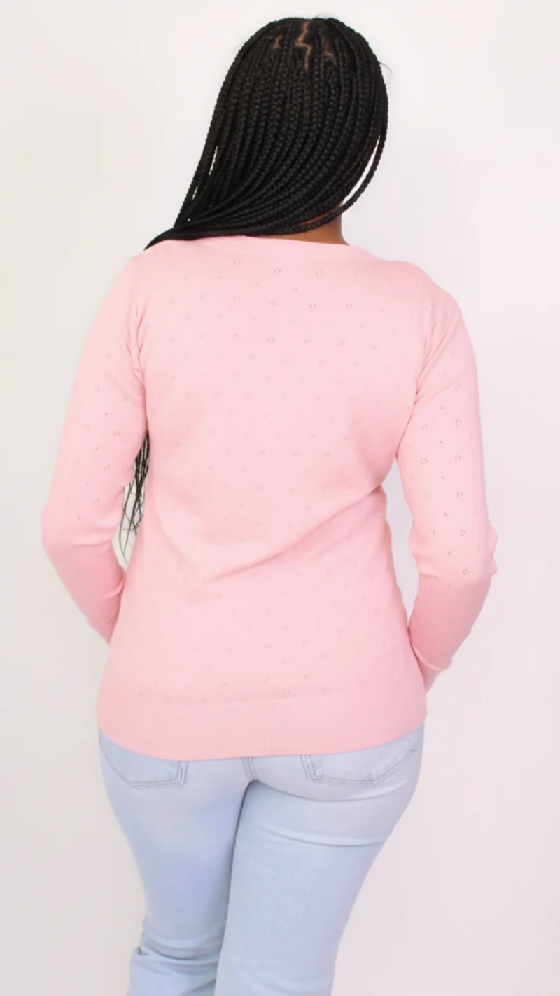 The Fashion Frenzy Pointelle Button Through Knit Cardigan – Baby Pink