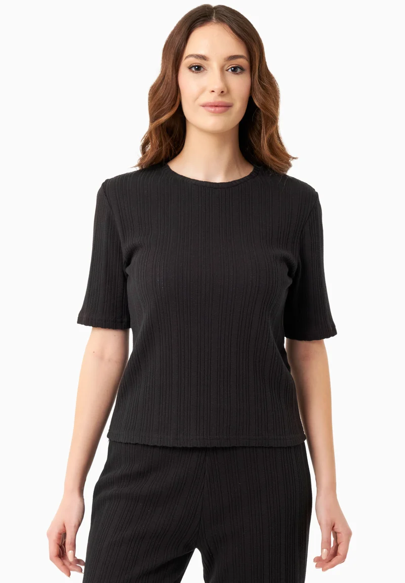 Jacquard Rib Top mit 1/2 Arm