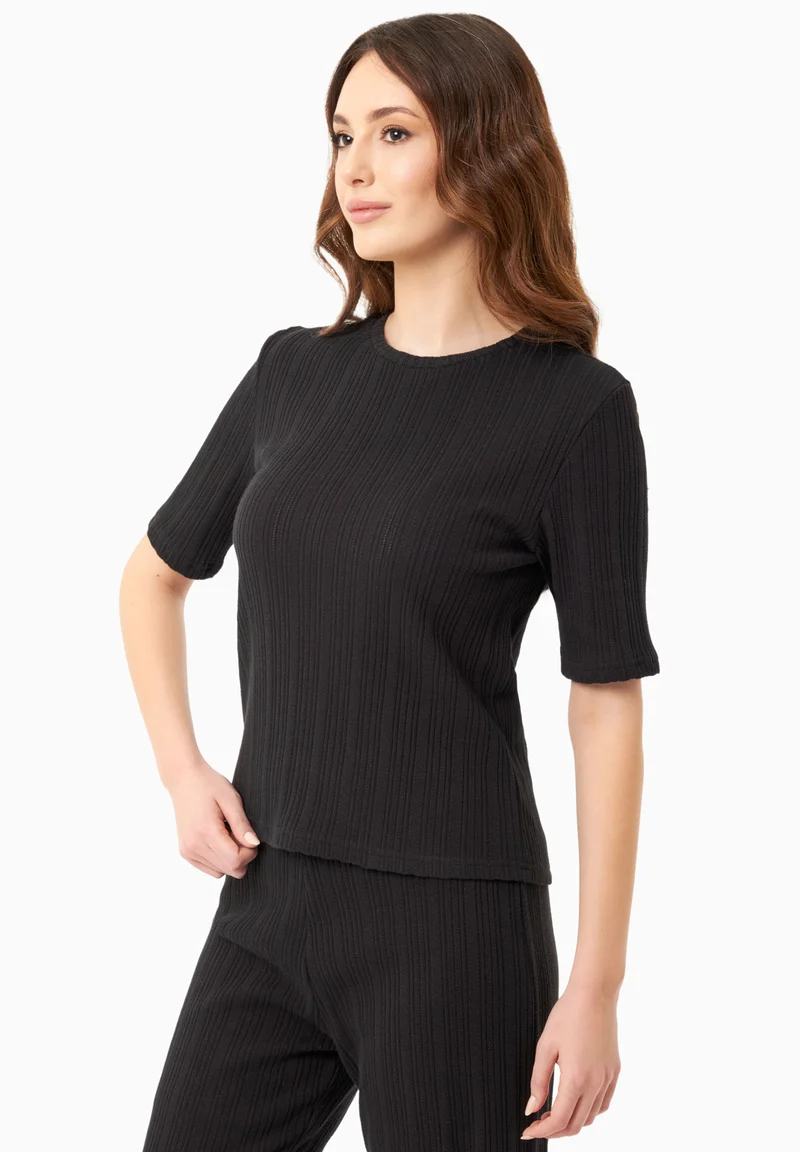 Jacquard Rib Top mit 1/2 Arm