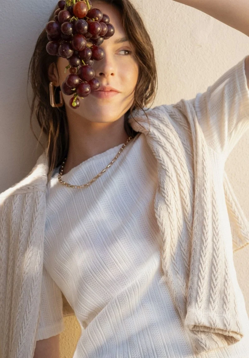 Jacquard Rib Top mit 1/2 Arm
