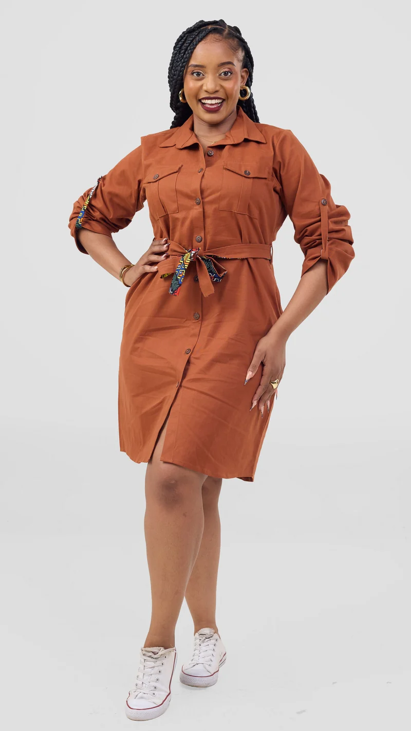 Home of Calor Lulu Shirt Dress - Burnt Orange