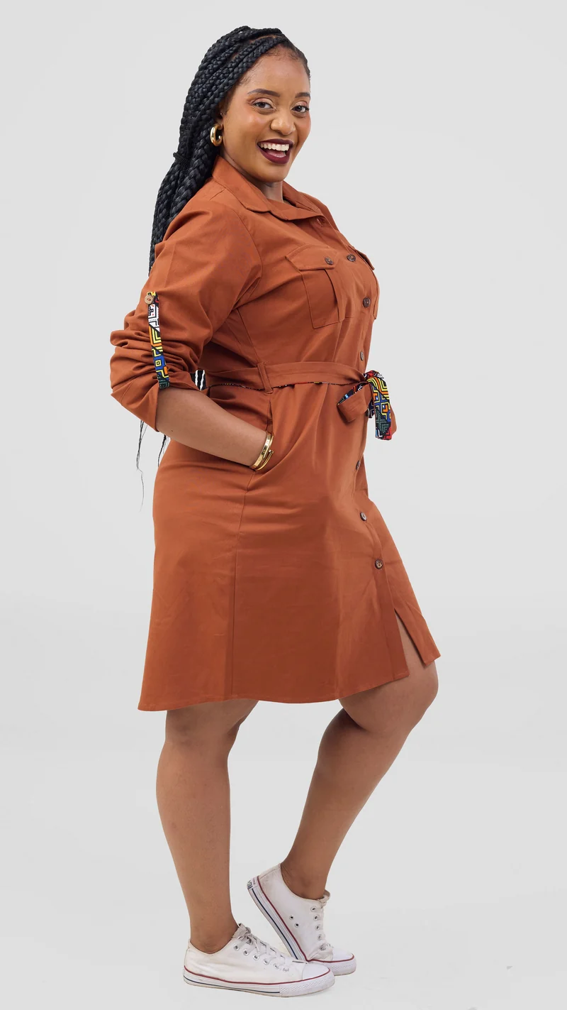 Home of Calor Lulu Shirt Dress - Burnt Orange