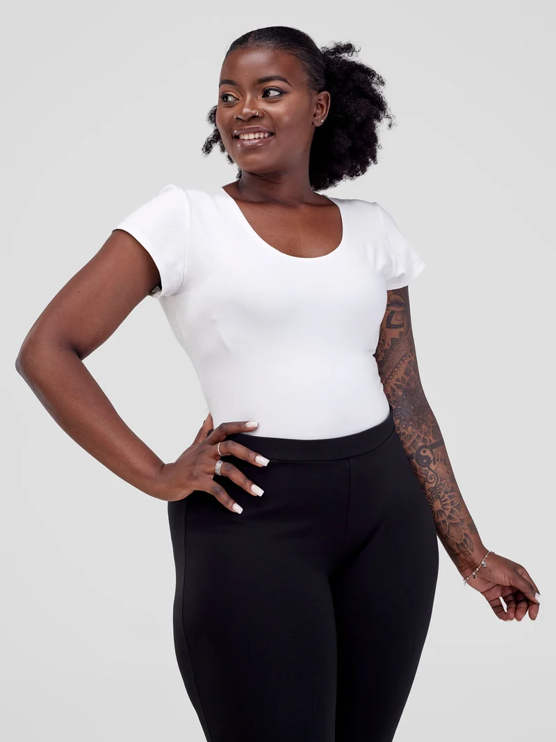 Vivo Basic Cap Sleeve Bodysuit in Rayon - Off White