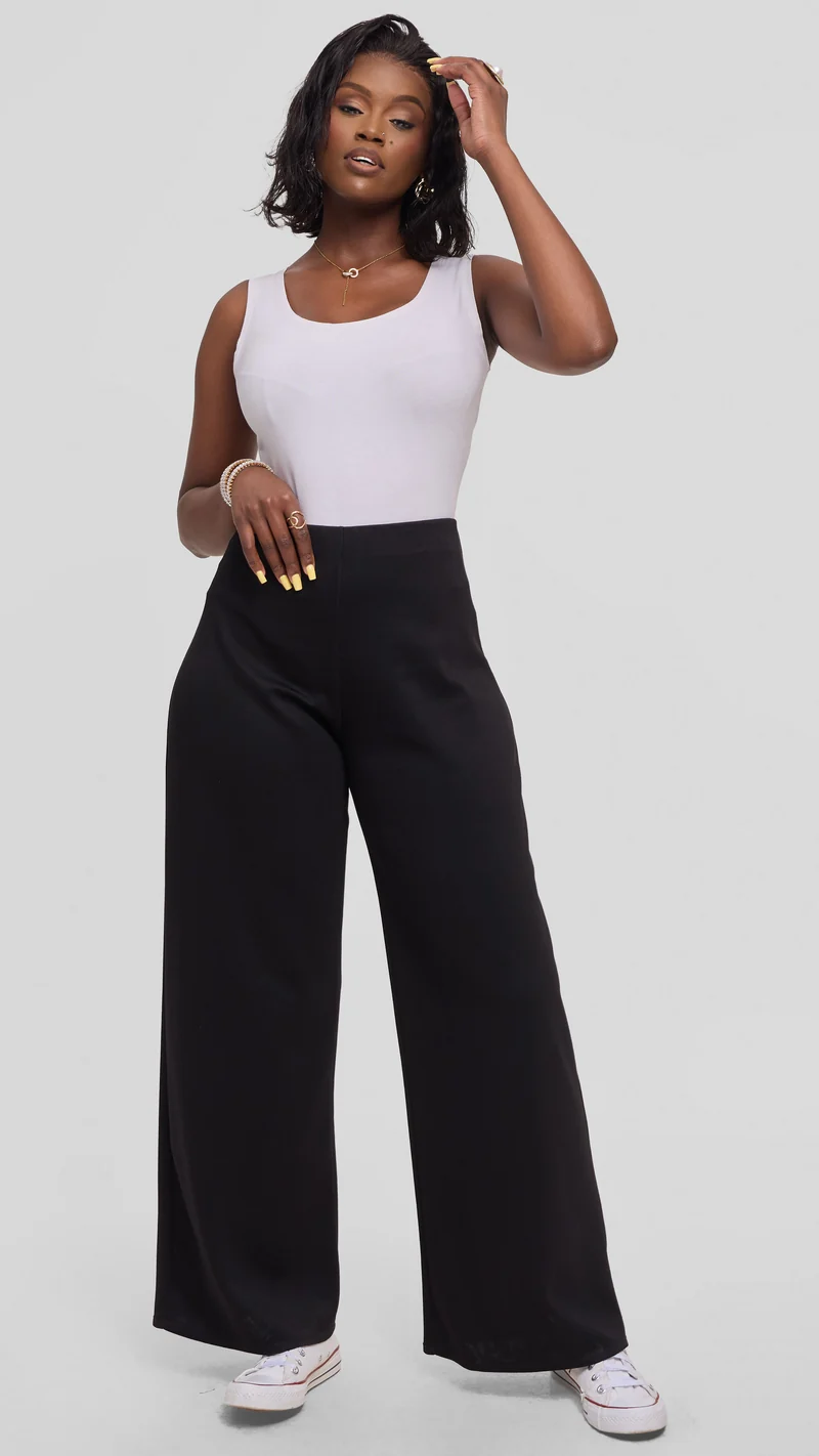 Vivo Wide Leg Pants in Scuba - Black