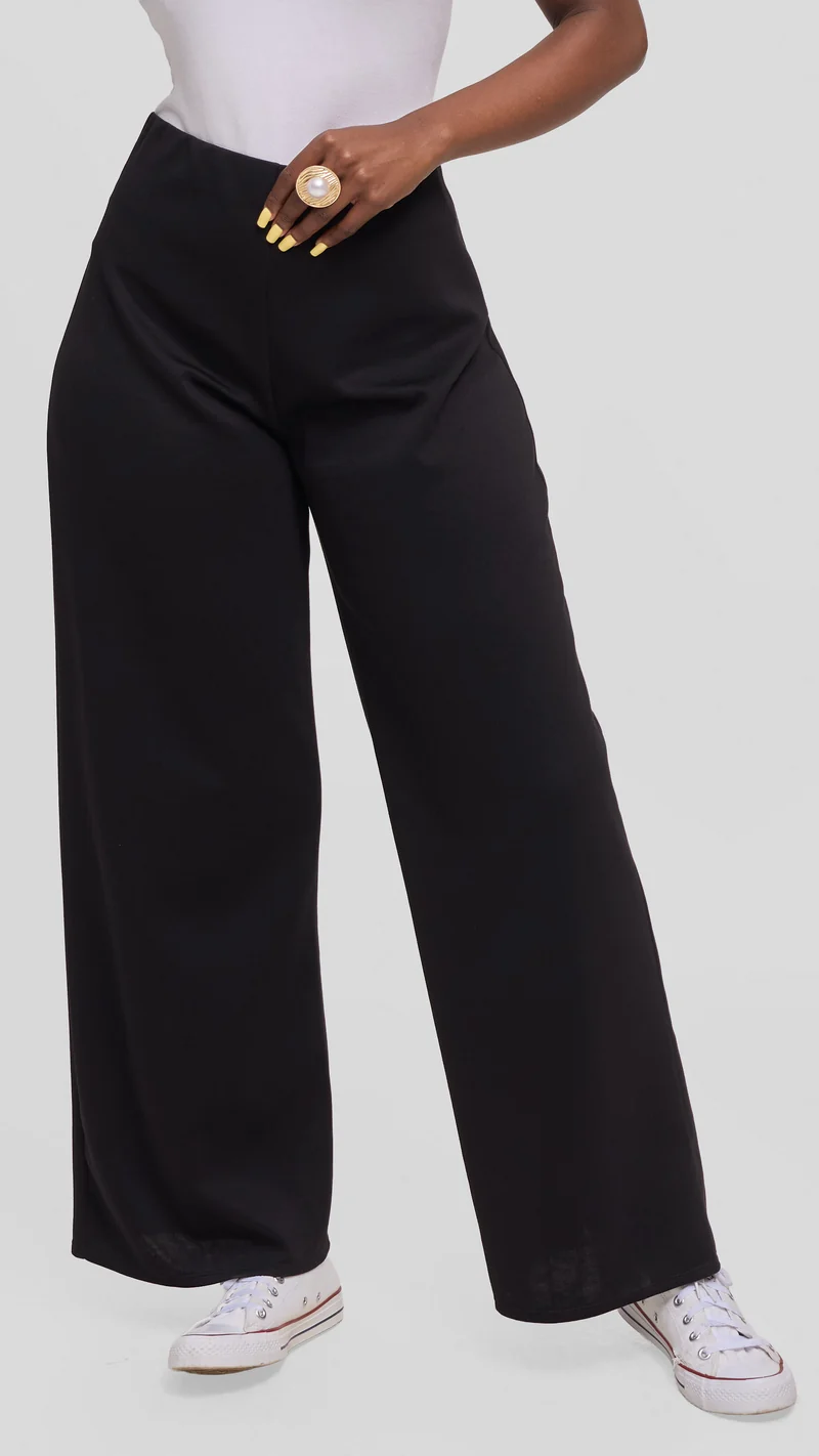 Vivo Wide Leg Pants in Scuba - Black