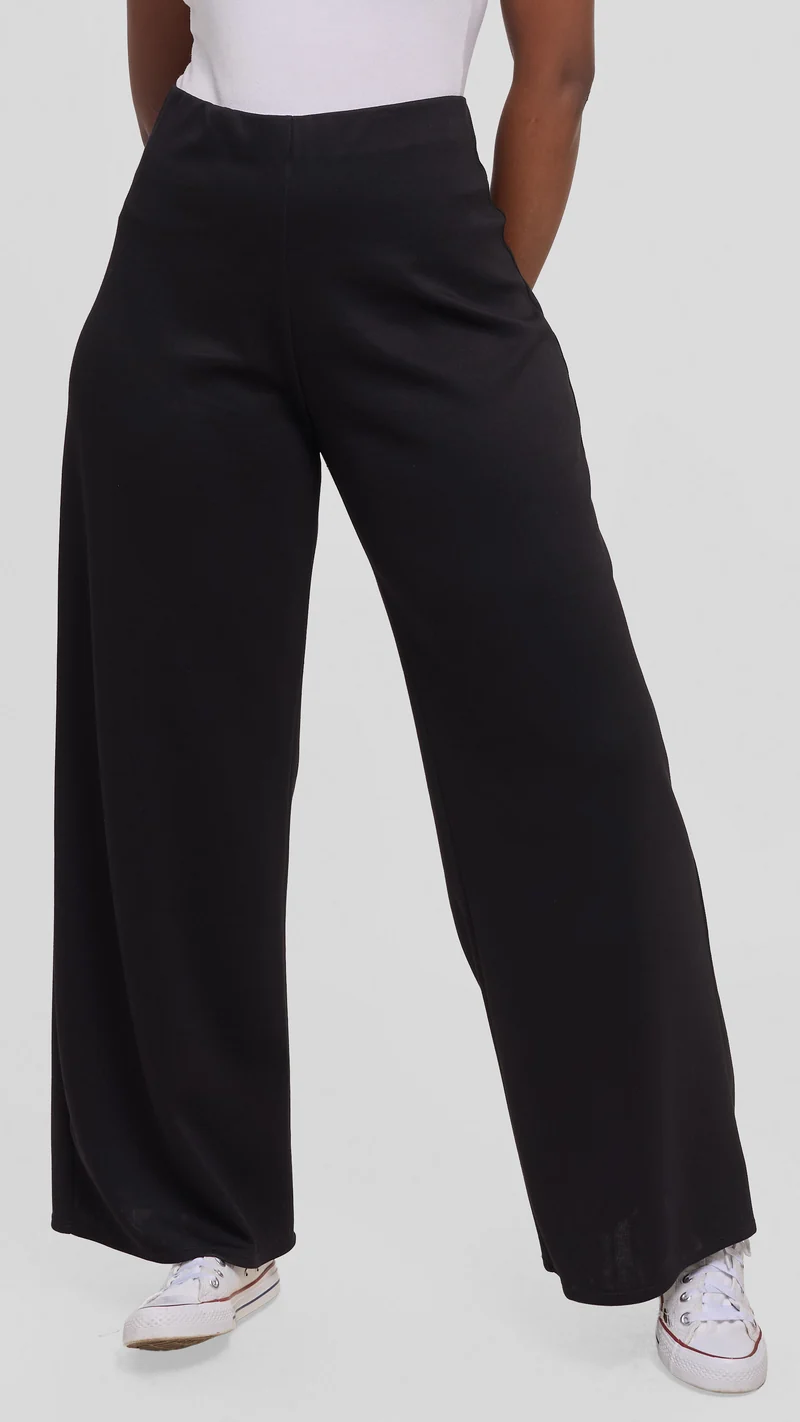 Vivo Wide Leg Pants in Scuba - Black