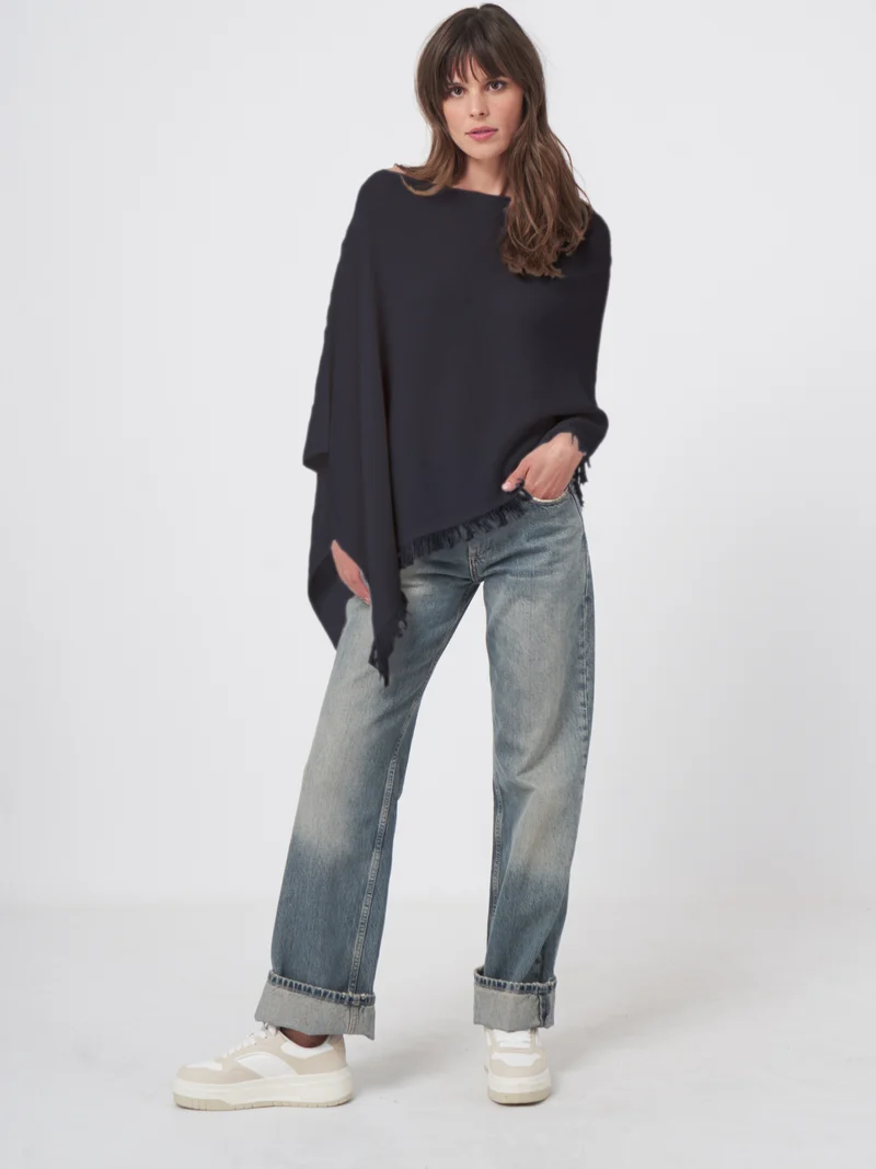 Poncho en cachemire avec franges