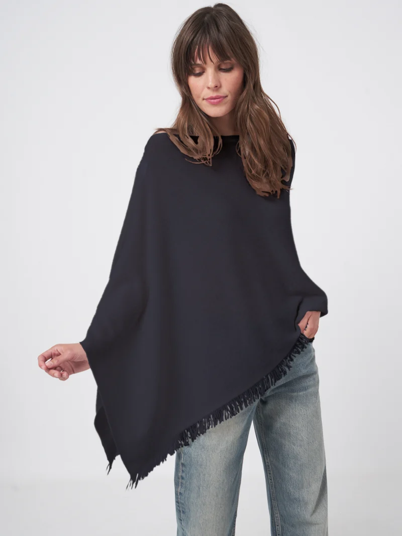 Poncho en cachemire avec franges