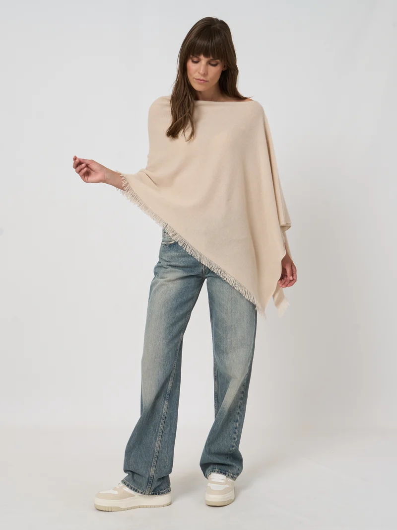 Poncho en cachemire avec franges