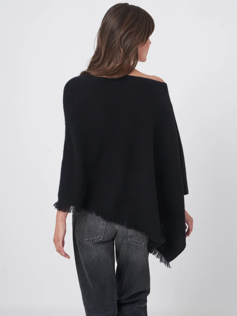 Poncho en cachemire avec franges