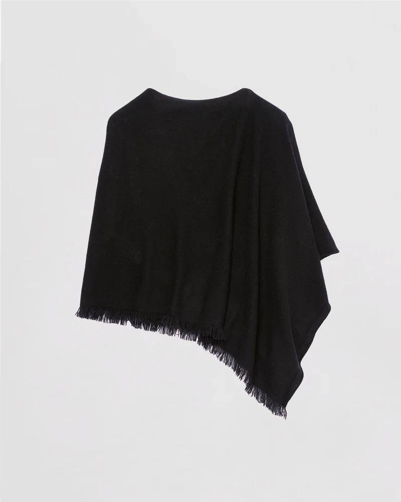 Poncho en cachemire avec franges