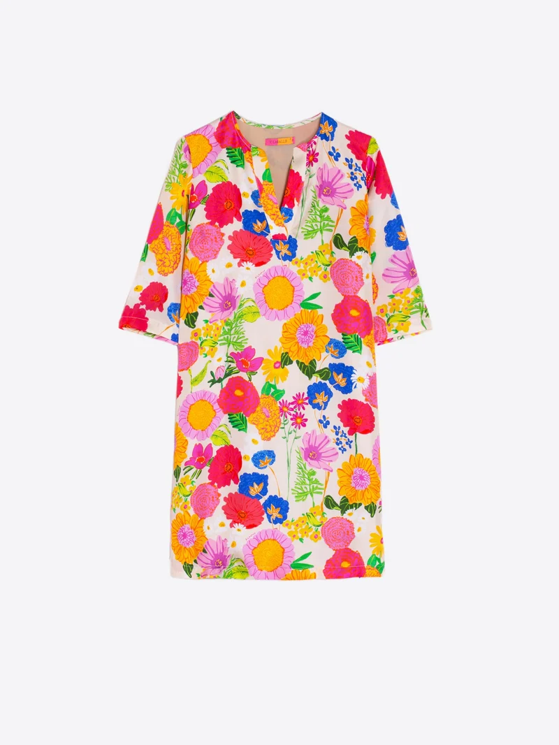 Robe courte en soie avec motif floral Lizete