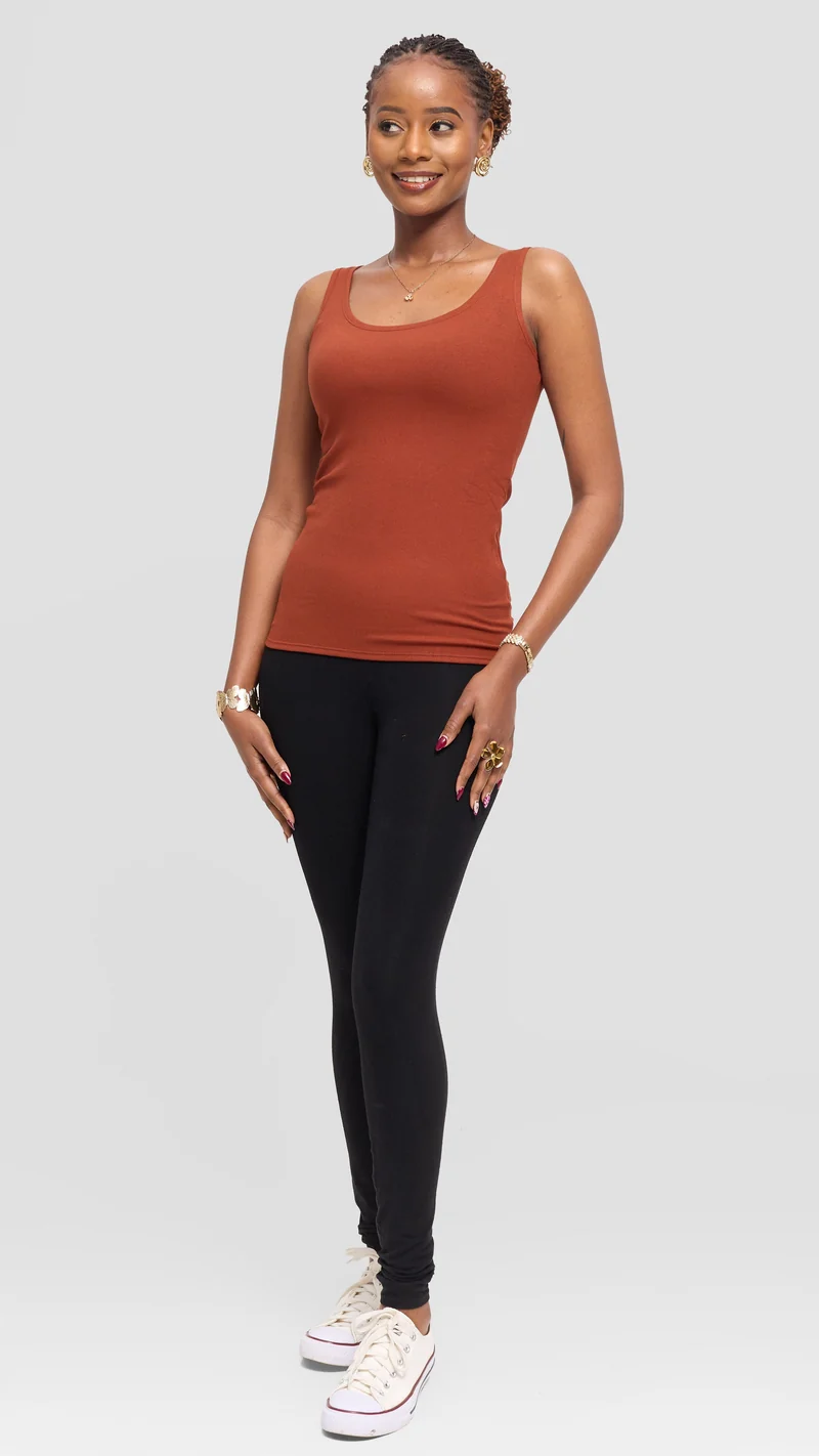 Vivo Basic Tank Top in Jersey - Dark Rust
