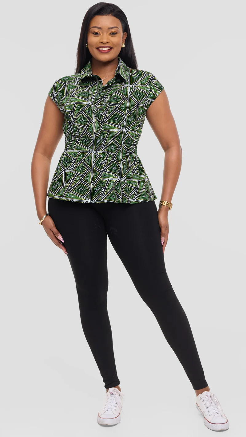 Vivo Peplum Top in Kitenge - Enzi Print