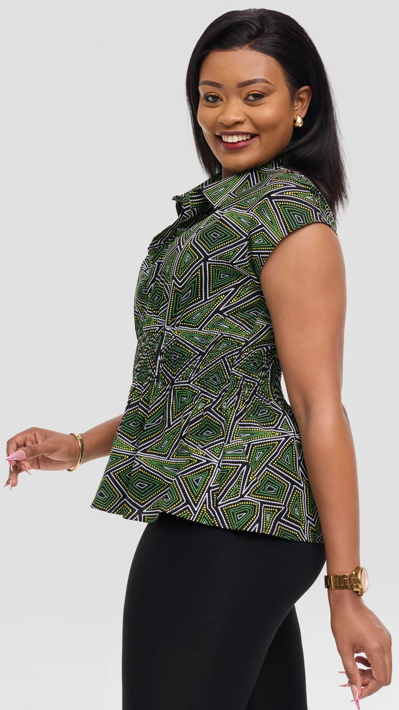 Vivo Peplum Top in Kitenge - Enzi Print