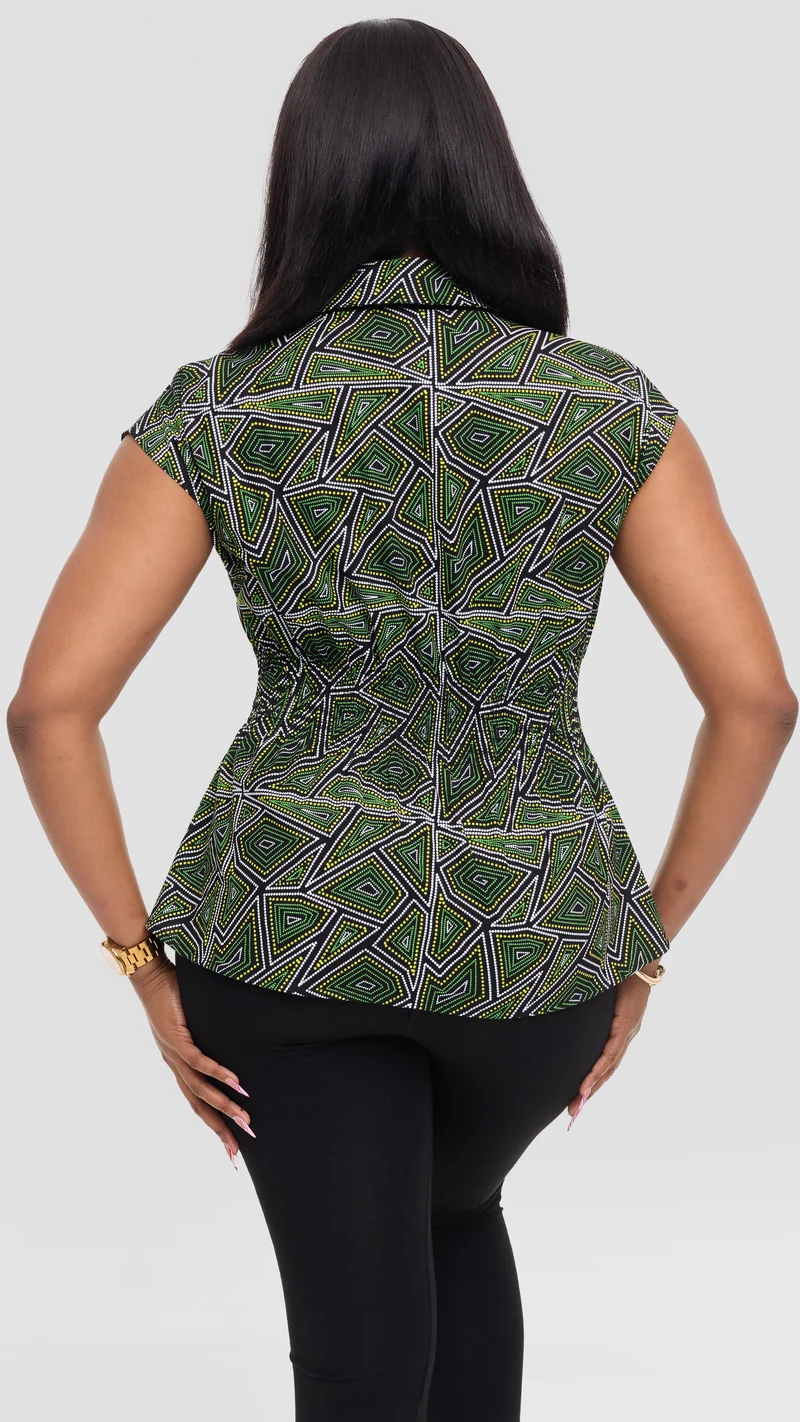 Vivo Peplum Top in Kitenge - Enzi Print