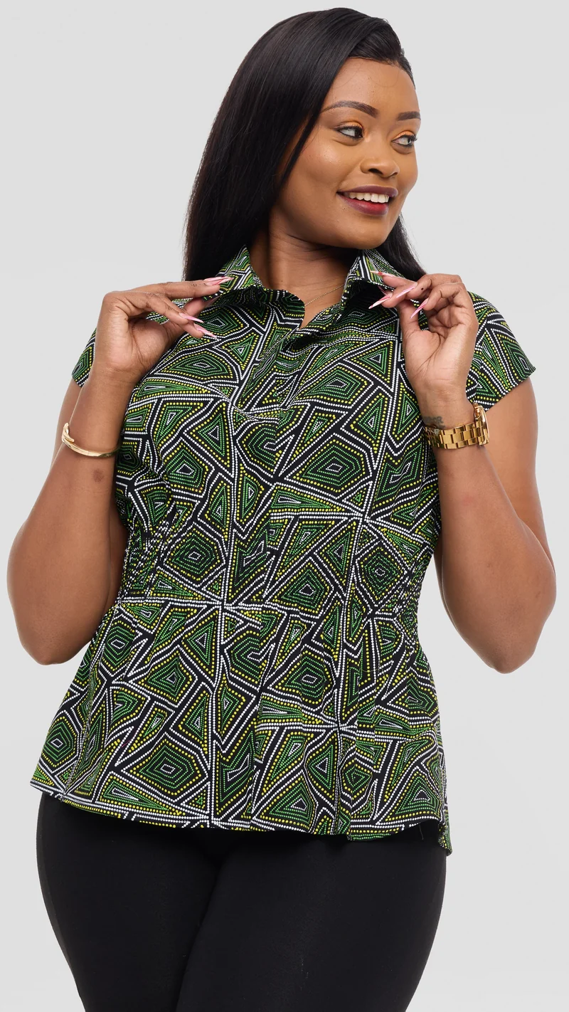Vivo Peplum Top in Kitenge - Enzi Print