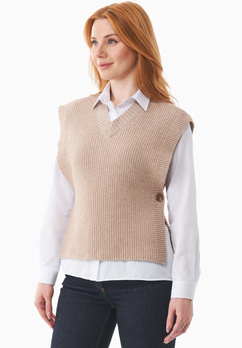 Ärmelloser Pullover aus Bio-Baumwolle Mix