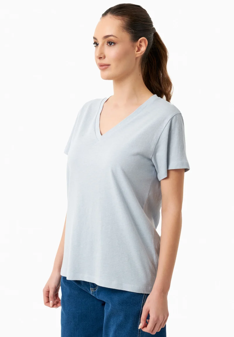 T-Shirt aus Bio-Baumwolle und Leinen