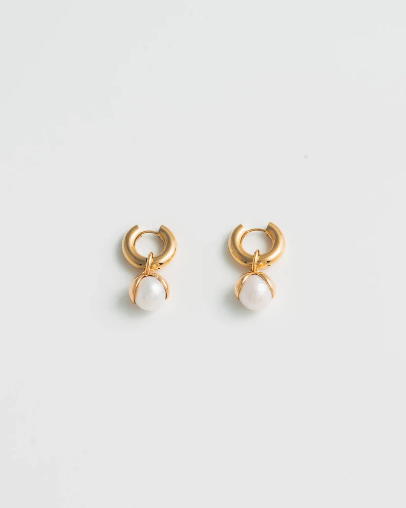 Boucles d'oreilles anneaux avec perles Snow Drop