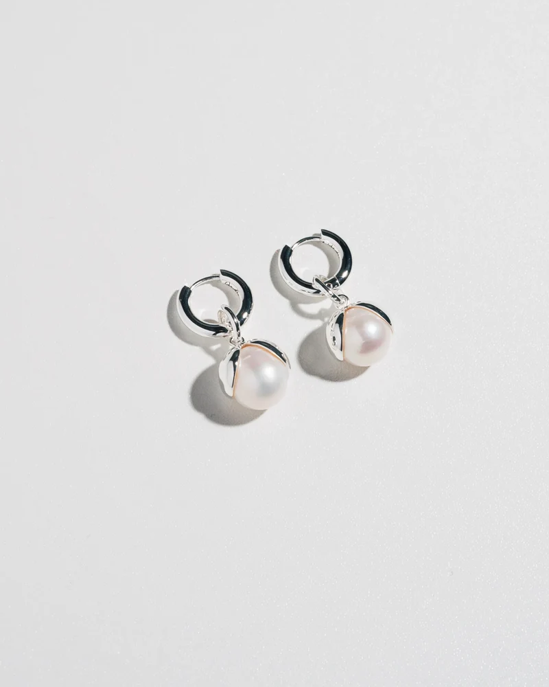 Boucles d'oreilles anneaux avec perles Snow Drop