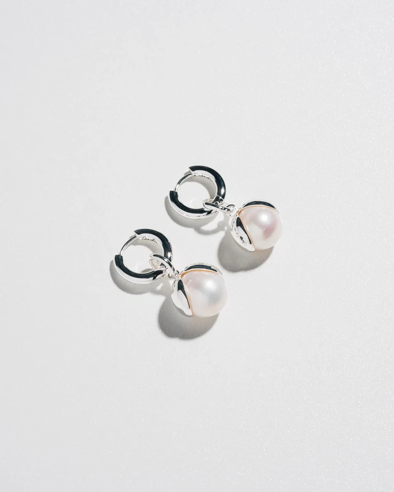 Boucles d'oreilles anneaux avec perles Snow Drop