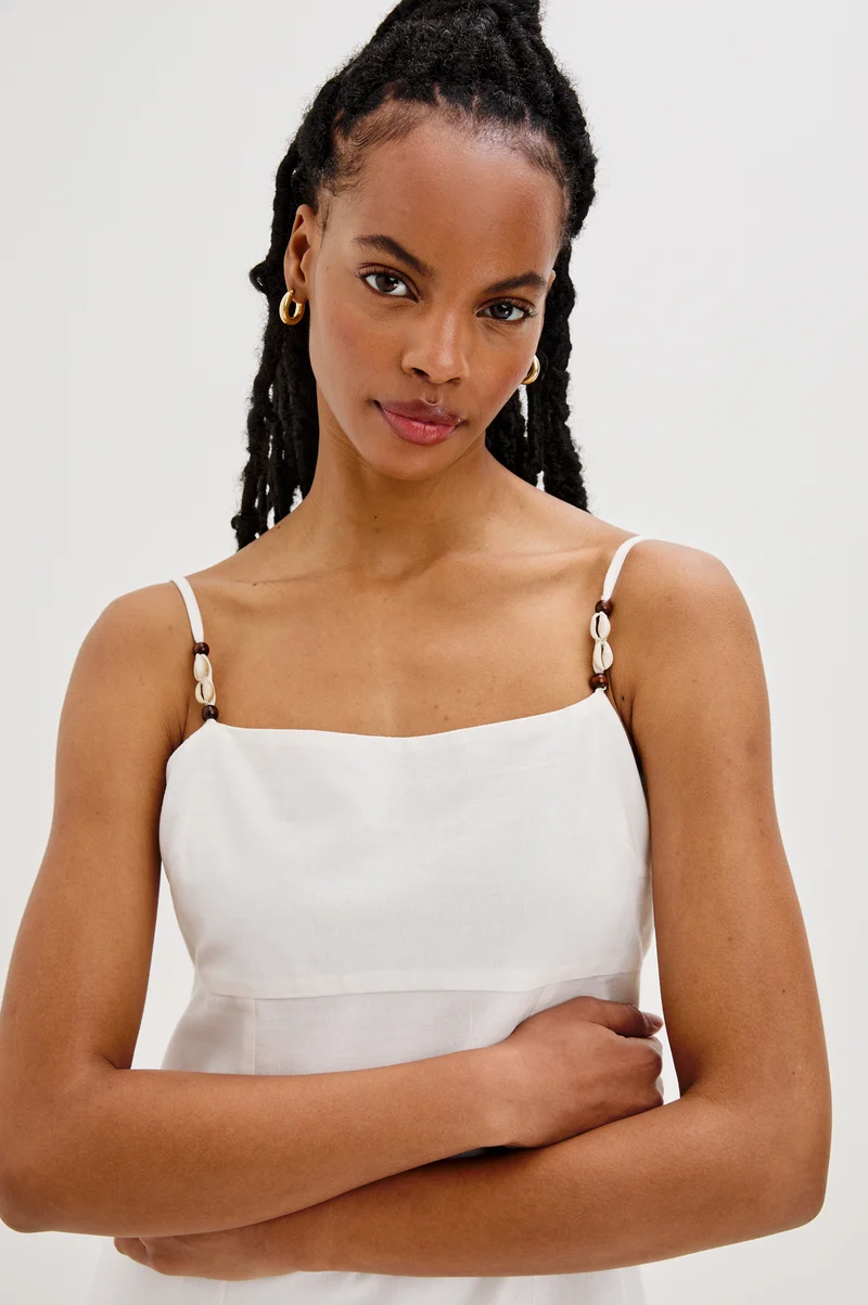 Robe courte en lin avec broderie coquillages Susana