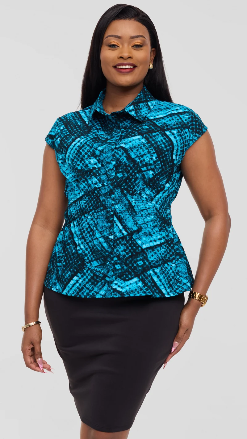 Vivo Peplum Top in Kitenge - Utulivu Print