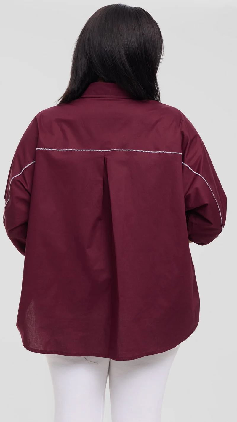 Vivo Back Pleat Loose Top in Cotton - Mulberry