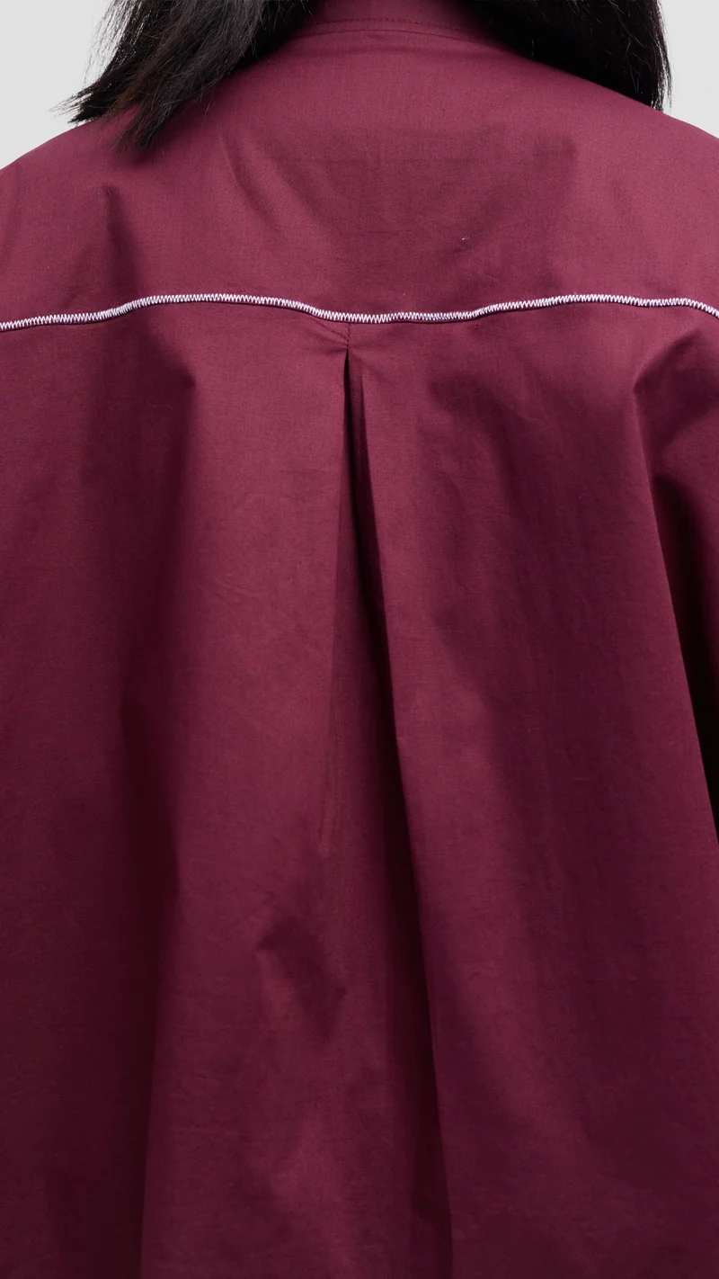 Vivo Back Pleat Loose Top in Cotton - Mulberry
