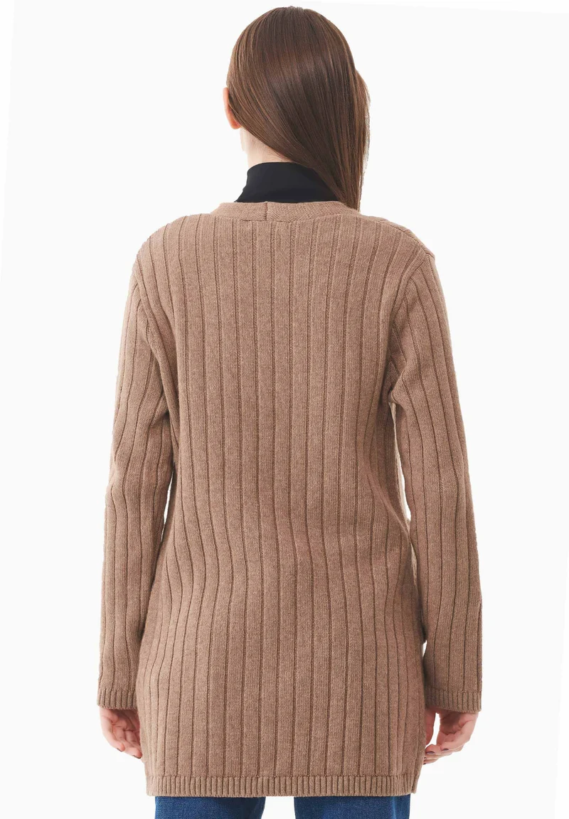 Langer Offener Cardigan aus Bio-Baumwolle Mix