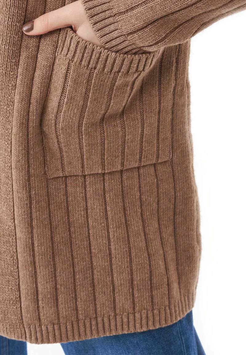 Langer Offener Cardigan aus Bio-Baumwolle Mix