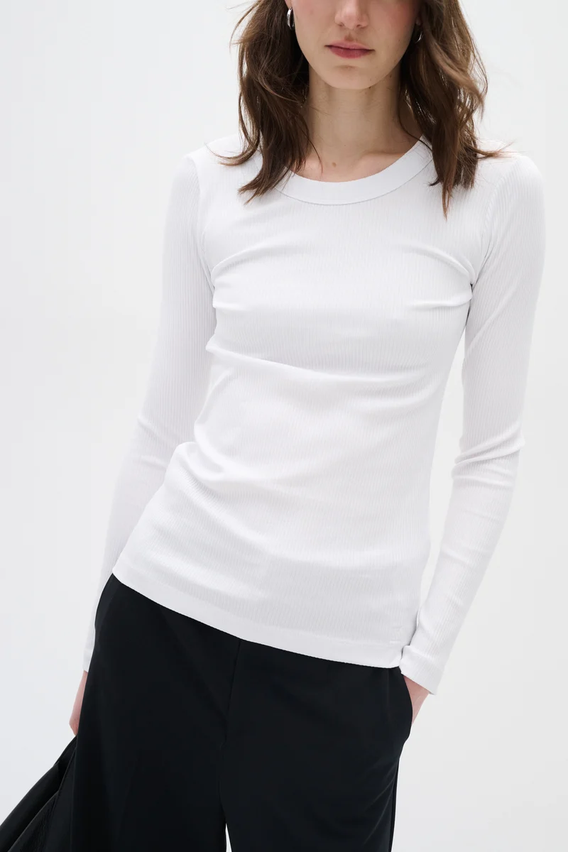 T-shirt côtelé en coton à manches longues Dagna