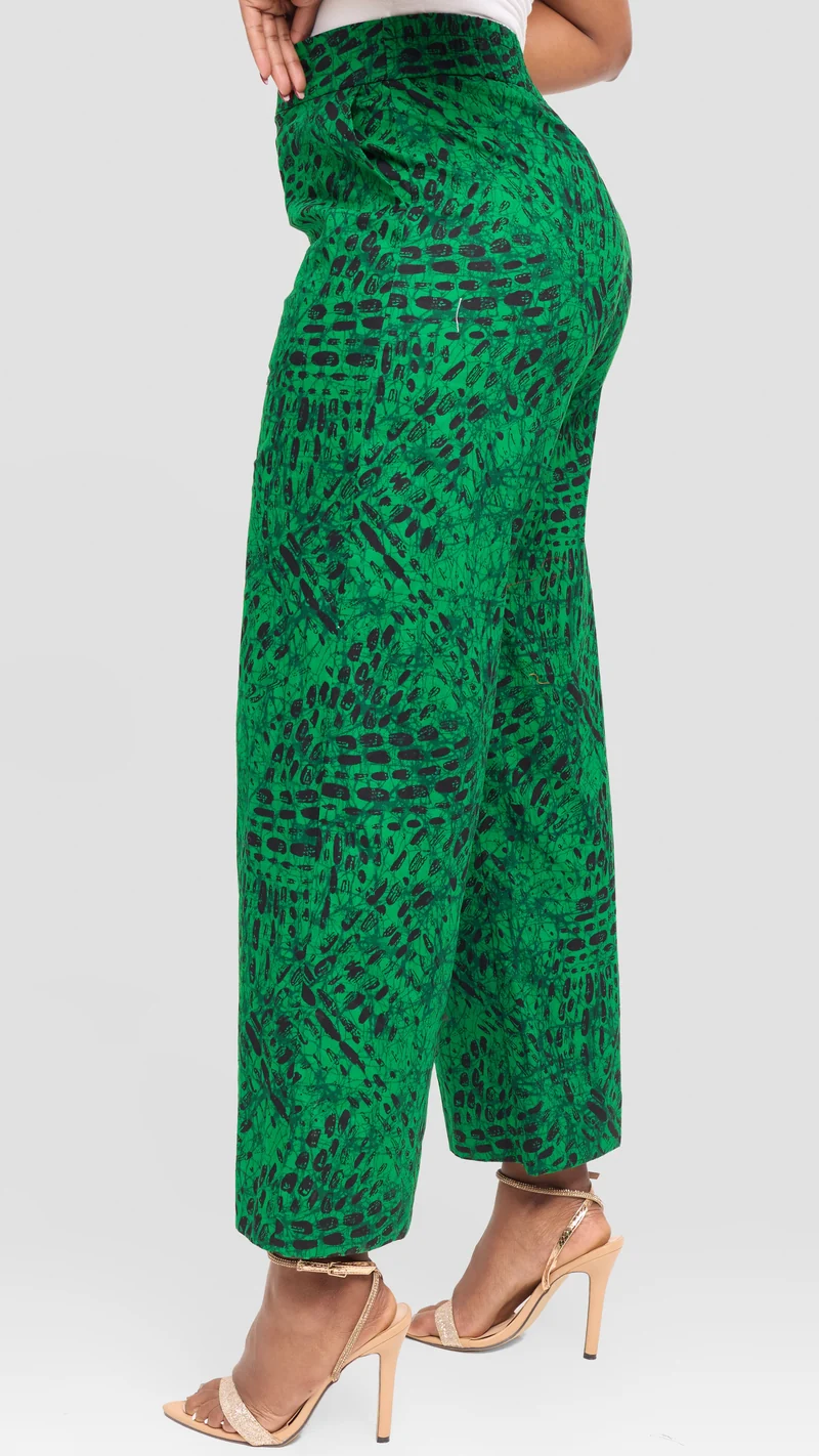 Vivo Elastic Waist Wide Leg Pants in Kitenge - Wimbo Print