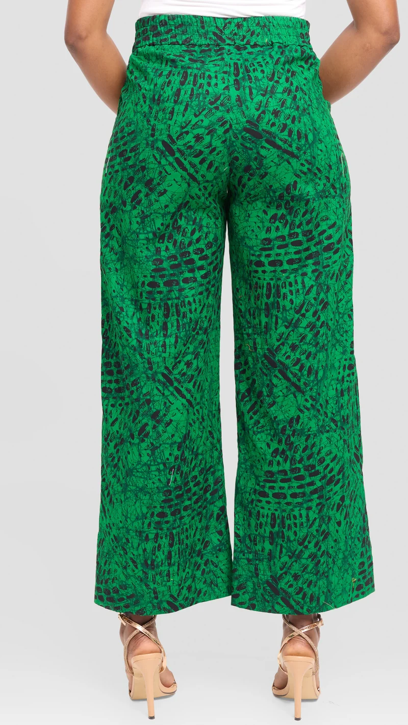 Vivo Elastic Waist Wide Leg Pants in Kitenge - Wimbo Print