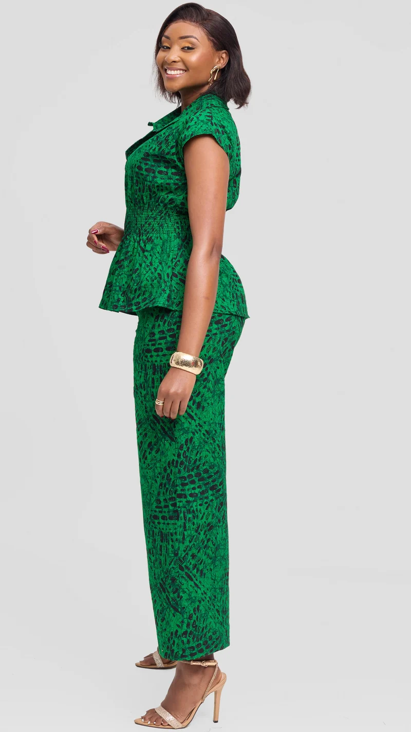 Vivo Elastic Waist Wide Leg Pants in Kitenge - Wimbo Print