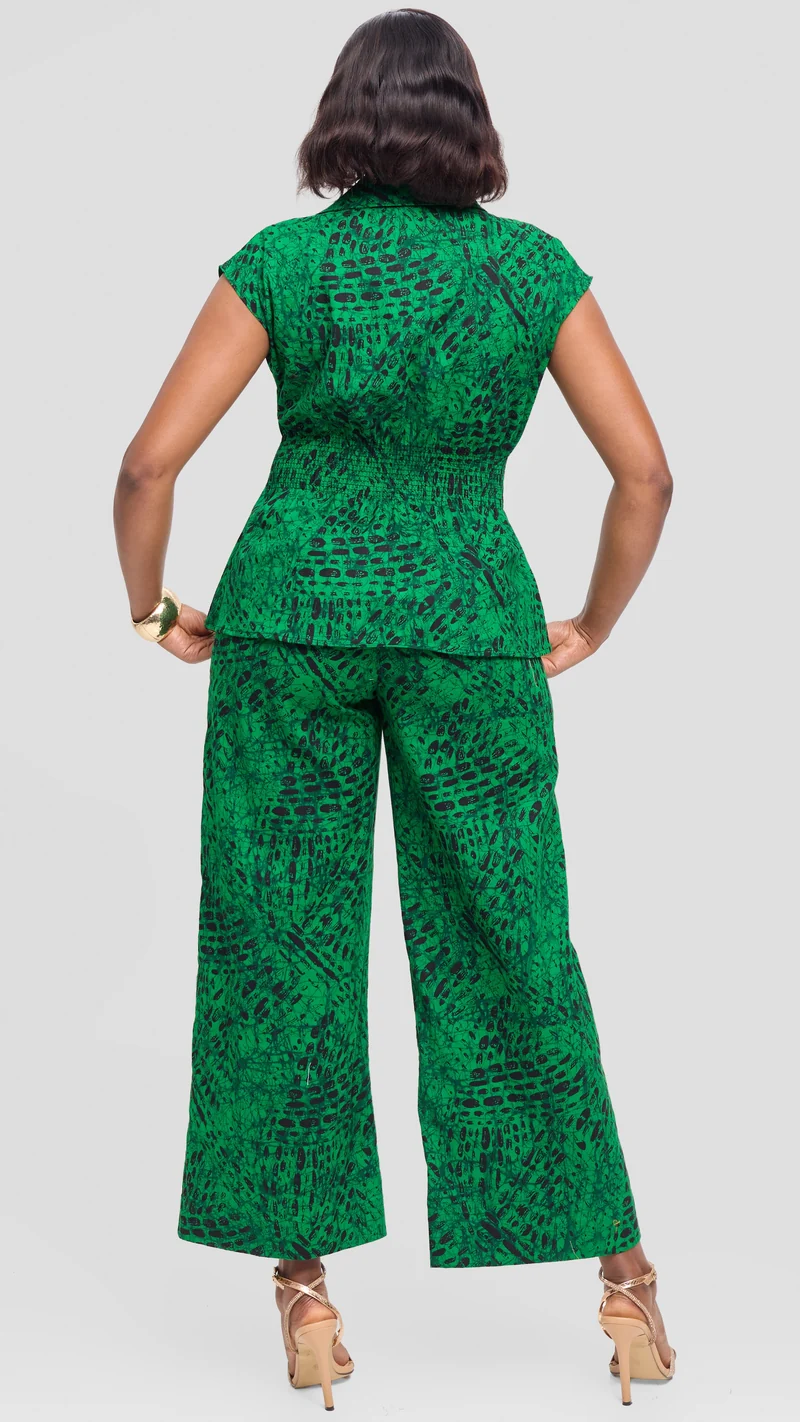 Vivo Elastic Waist Wide Leg Pants in Kitenge - Wimbo Print