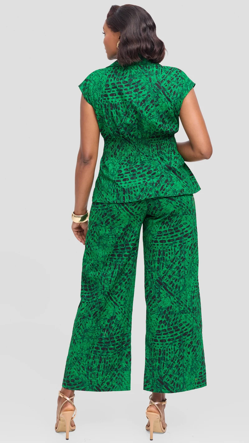 Vivo Elastic Waist Wide Leg Pants in Kitenge - Wimbo Print