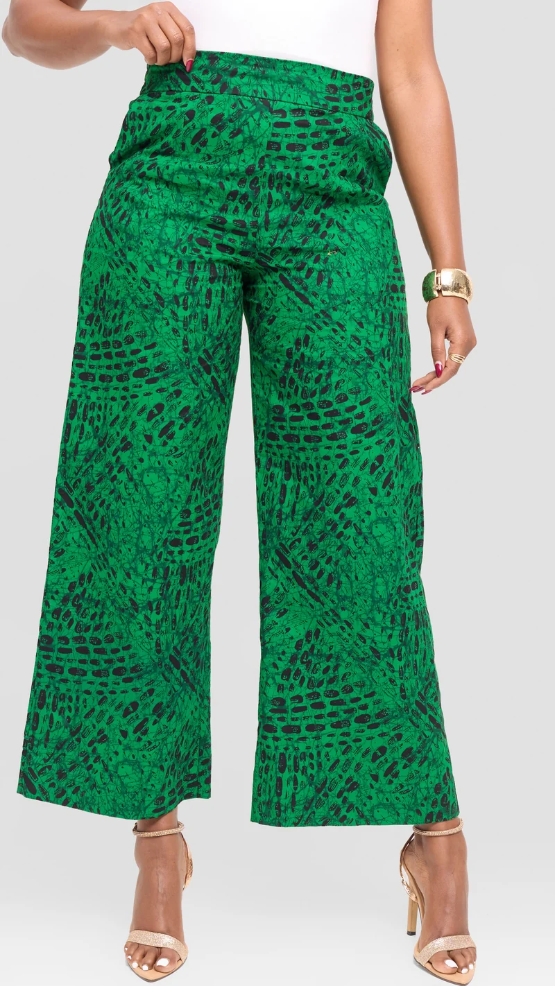 Vivo Elastic Waist Wide Leg Pants in Kitenge - Wimbo Print