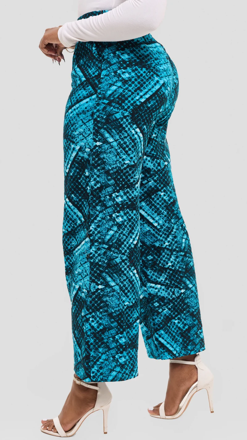 Vivo Elastic Waist Wide Leg Pants in Kitenge - Utulivu Print