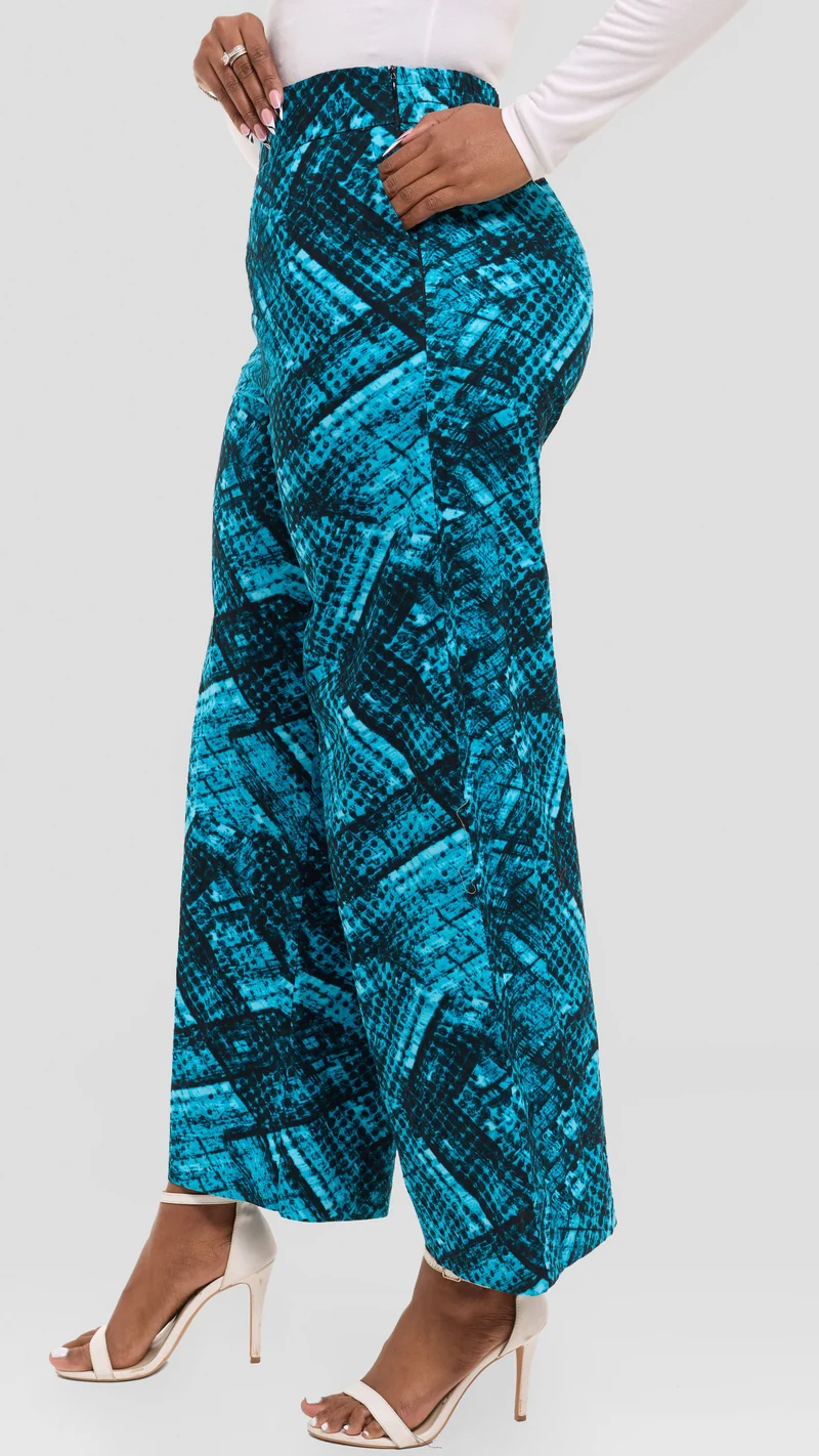 Vivo Elastic Waist Wide Leg Pants in Kitenge - Utulivu Print