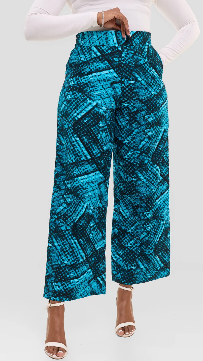 Vivo Elastic Waist Wide Leg Pants in Kitenge - Utulivu Print